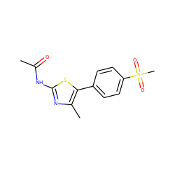 CC(=O)Nc1nc(C)c(-c2ccc(S(C)(=O)=O)cc2)s1 ZINC000084689884