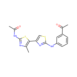 CC(=O)Nc1nc(C)c(-c2csc(Nc3cccc(C(C)=O)c3)n2)s1 ZINC000000853340