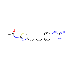 CC(=O)Nc1nc(CCCc2ccc(NC(=N)N)cc2)cs1 ZINC000095582246