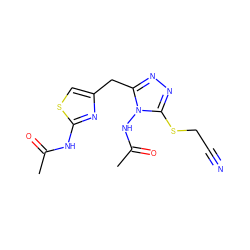 CC(=O)Nc1nc(Cc2nnc(SCC#N)n2NC(C)=O)cs1 ZINC000028816928