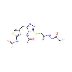 CC(=O)Nc1nc(Cc2nnc(SCC(=O)NNC(=O)CCl)n2NC(C)=O)cs1 ZINC000028816984