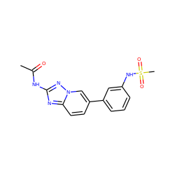 CC(=O)Nc1nc2ccc(-c3cccc(NS(C)(=O)=O)c3)cn2n1 ZINC000084711834