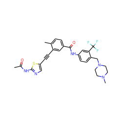 CC(=O)Nc1ncc(C#Cc2cc(C(=O)Nc3ccc(CN4CCN(C)CC4)c(C(F)(F)F)c3)ccc2C)s1 ZINC000071281716