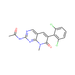 CC(=O)Nc1ncc2cc(-c3c(Cl)cccc3Cl)c(=O)n(C)c2n1 ZINC000013780913