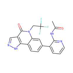 CC(=O)Nc1ncccc1-c1ccc2c3[nH]ncc3c(=O)n(CC(F)(F)F)c2c1 ZINC000220075348