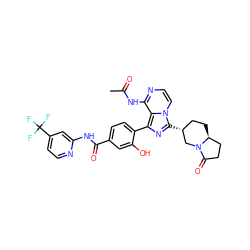 CC(=O)Nc1nccn2c([C@@H]3CC[C@H]4CCC(=O)N4C3)nc(-c3ccc(C(=O)Nc4cc(C(F)(F)F)ccn4)cc3O)c12 ZINC000145593952