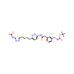 CC(=O)Nc1nnc(CCCCc2ccc(NC(=O)Cc3cccc(CNC(=O)OC(C)(C)C)c3)nn2)s1 ZINC000169698405