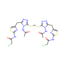 CC(=O)Nn1c(Cc2csc(NC(=O)CCl)n2)nnc1SCSc1nnc(Cc2csc(NC(=O)CCl)n2)n1NC(C)=O ZINC000028816920