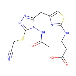 CC(=O)Nn1c(Cc2csc(NCCC(=O)O)n2)nnc1SCC#N ZINC000028816932