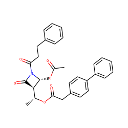 CC(=O)O[C@@H]1[C@@H]([C@@H](C)OC(=O)Cc2ccc(-c3ccccc3)cc2)C(=O)N1C(=O)CCc1ccccc1 ZINC000045318736