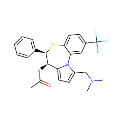 CC(=O)O[C@@H]1c2ccc(CN(C)C)n2-c2cc(C(F)(F)F)ccc2S[C@@H]1c1ccccc1 ZINC000013757073