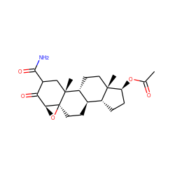 CC(=O)O[C@H]1CC[C@@H]2[C@H]3CC[C@]45O[C@H]4C(=O)C(C(N)=O)C[C@]5(C)[C@@H]3CC[C@]12C ZINC000049836442
