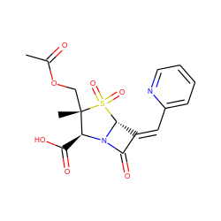 CC(=O)OC[C@@]1(C)[C@H](C(=O)O)N2C(=O)/C(=C/c3ccccn3)[C@H]2S1(=O)=O ZINC000003941202