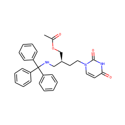 CC(=O)OC[C@@H](CCn1ccc(=O)[nH]c1=O)CNC(c1ccccc1)(c1ccccc1)c1ccccc1 ZINC000035953216