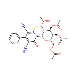 CC(=O)OC[C@@H]1O[C@H](n2c(S)c(C#N)c(-c3ccccc3)c(C#N)c2=O)[C@H](OC(C)=O)[C@@H](OC(C)=O)[C@H]1OC(C)=O ZINC000254048006