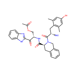 CC(=O)OC[C@H](NC(=O)[C@@H]1Cc2ccccc2CN1C(=O)[C@@H](N)Cc1c(C)cc(O)cc1C)C(=O)c1nc2ccccc2[nH]1 ZINC000043022682