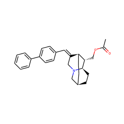 CC(=O)OC[C@H]1[C@H]2CC[C@H]3CC[C@H]1N(C/C2=C\c1ccc(-c2ccccc2)cc1)C3 ZINC000253851787