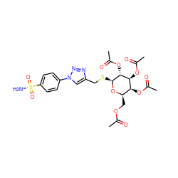 CC(=O)OC[C@H]1O[C@@H](SCc2cn(-c3ccc(S(N)(=O)=O)cc3)nn2)[C@H](OC(C)=O)[C@@H](OC(C)=O)[C@H]1OC(C)=O ZINC000042877518