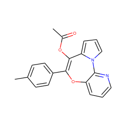 CC(=O)OC1=C(c2ccc(C)cc2)Oc2cccnc2-n2cccc21 ZINC000013491323