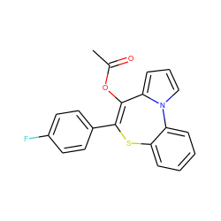 CC(=O)OC1=C(c2ccc(F)cc2)Sc2ccccc2-n2cccc21 ZINC000013739877