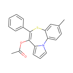 CC(=O)OC1=C(c2ccccc2)Sc2cc(C)ccc2-n2cccc21 ZINC000013739879