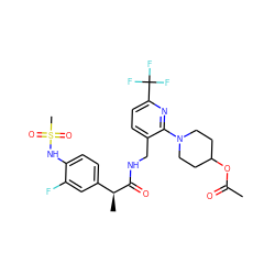 CC(=O)OC1CCN(c2nc(C(F)(F)F)ccc2CNC(=O)[C@@H](C)c2ccc(NS(C)(=O)=O)c(F)c2)CC1 ZINC000095571795