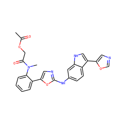 CC(=O)OCC(=O)N(C)c1ccccc1-c1cnc(Nc2ccc3c(-c4cnco4)c[nH]c3c2)o1 ZINC000013534811