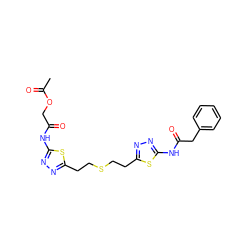 CC(=O)OCC(=O)Nc1nnc(CCSCCc2nnc(NC(=O)Cc3ccccc3)s2)s1 ZINC000169697682