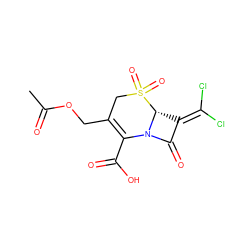 CC(=O)OCC1=C(C(=O)O)N2C(=O)C(=C(Cl)Cl)[C@H]2S(=O)(=O)C1 ZINC000013740796