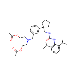 CC(=O)OCCN(CCOC(C)=O)Cc1cccc(C2(CNC(=O)Nc3c(C(C)C)cccc3C(C)C)CCCC2)c1 ZINC000029402739