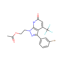 CC(=O)OCCn1nc(-c2cccc(Br)c2)c2c(C(F)(F)F)cc(=O)[nH]c21 ZINC000063539632