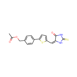 CC(=O)OCc1ccc(-c2ccc(/C=C3/NC(=S)NC3=O)s2)cc1 ZINC000103224337