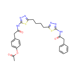 CC(=O)Oc1ccc(CC(=O)Nc2nnc(CCCCc3nnc(NC(=O)Cc4ccccc4)s3)s2)cc1 ZINC000653900970