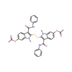 CC(=O)Oc1ccc2c(C(=O)Nc3ccccc3)c(SSc3c(C(=O)Nc4ccccc4)c4ccc(OC(C)=O)cc4n3C)n(C)c2c1 ZINC000026169112