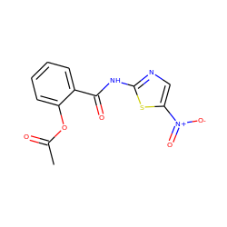 CC(=O)Oc1ccccc1C(=O)Nc1ncc([N+](=O)[O-])s1 ZINC000003956788