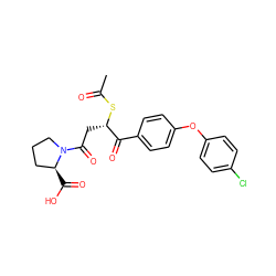 CC(=O)S[C@@H](CC(=O)N1CCC[C@@H]1C(=O)O)C(=O)c1ccc(Oc2ccc(Cl)cc2)cc1 ZINC000027306587