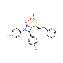 CC(=O)S[C@@H](CCc1ccccc1)[C@H]1C(=O)N(c2ccc(F)cc2)[C@@H]1c1ccc(O)cc1 ZINC000029053200