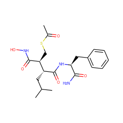 CC(=O)SC[C@H](C(=O)NO)[C@@H](CC(C)C)C(=O)N[C@@H](Cc1ccccc1)C(N)=O ZINC000027087047