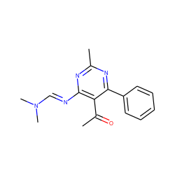 CC(=O)c1c(/N=C/N(C)C)nc(C)nc1-c1ccccc1 ZINC000013147524