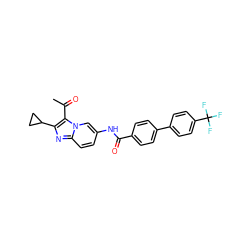 CC(=O)c1c(C2CC2)nc2ccc(NC(=O)c3ccc(-c4ccc(C(F)(F)F)cc4)cc3)cn12 ZINC000043076767