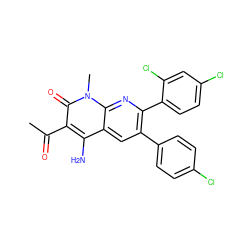 CC(=O)c1c(N)c2cc(-c3ccc(Cl)cc3)c(-c3ccc(Cl)cc3Cl)nc2n(C)c1=O ZINC000028569473