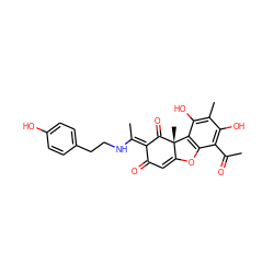 CC(=O)c1c(O)c(C)c(O)c2c1OC1=CC(=O)/C(=C(/C)NCCc3ccc(O)cc3)C(=O)[C@@]12C ZINC000253410163