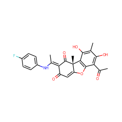 CC(=O)c1c(O)c(C)c(O)c2c1OC1=CC(=O)/C(=C(/C)Nc3ccc(F)cc3)C(=O)[C@@]12C ZINC000103023455