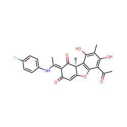 CC(=O)c1c(O)c(C)c(O)c2c1OC1=CC(=O)/C(=C(/C)Nc3ccc(F)cc3)C(=O)[C@]12C ZINC000103025068