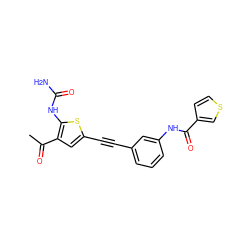 CC(=O)c1cc(C#Cc2cccc(NC(=O)c3ccsc3)c2)sc1NC(N)=O ZINC000072119853