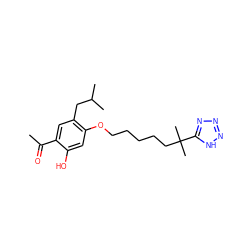 CC(=O)c1cc(CC(C)C)c(OCCCCCC(C)(C)c2nnn[nH]2)cc1O ZINC000103263467