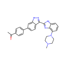 CC(=O)c1ccc(-c2ccc3c(-c4nc5c(N6CCN(C)CC6)cccc5[nH]4)n[nH]c3c2)cc1 ZINC000040401136