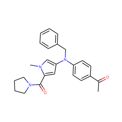 CC(=O)c1ccc(N(Cc2ccccc2)c2cc(C(=O)N3CCCC3)n(C)c2)cc1 ZINC000040412441