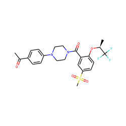 CC(=O)c1ccc(N2CCN(C(=O)c3cc(S(C)(=O)=O)ccc3O[C@@H](C)C(F)(F)F)CC2)cc1 ZINC000053314296