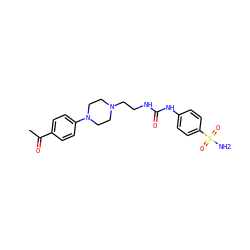 CC(=O)c1ccc(N2CCN(CCNC(=O)Nc3ccc(S(N)(=O)=O)cc3)CC2)cc1 ZINC001772580481